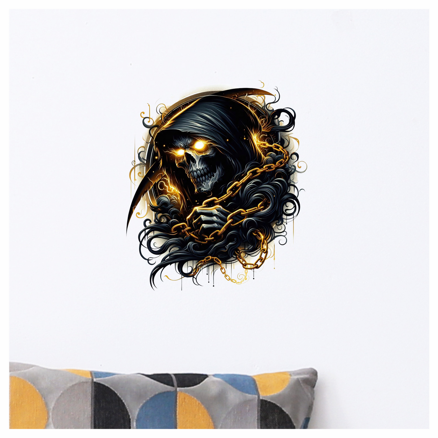 Skull Chains Dark Yellow Vinyl Sticker Decal