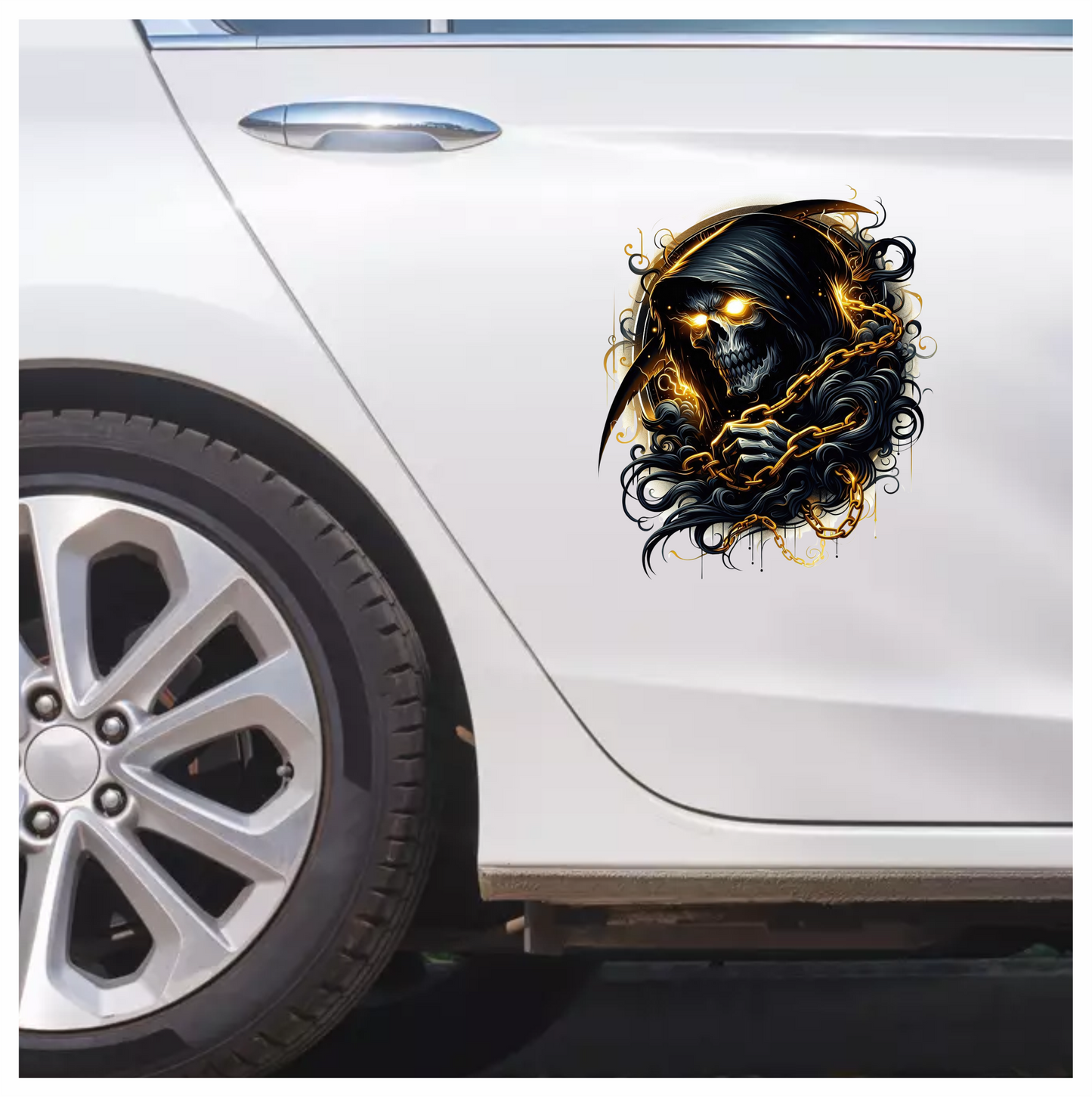 Skull Chains Dark Yellow Vinyl Sticker Decal