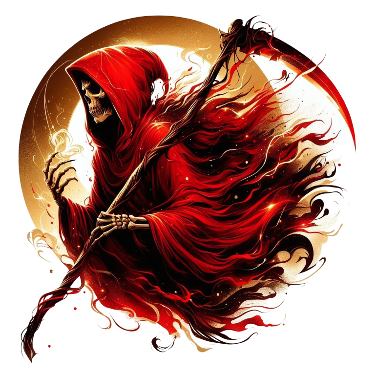 Red Grim Reaper Skull Fire Vinyl Sticker Decal