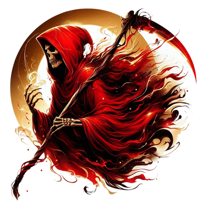 Red Grim Reaper Skull Fire Vinyl Sticker Decal