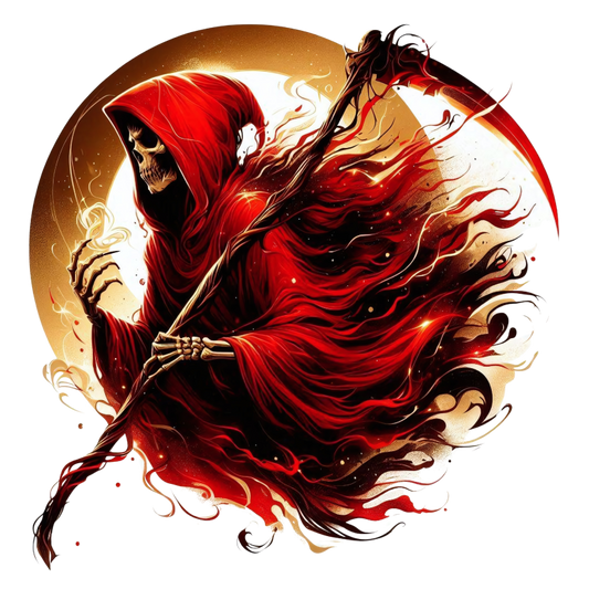 Red Grim Reaper Skull Fire Vinyl Sticker Decal