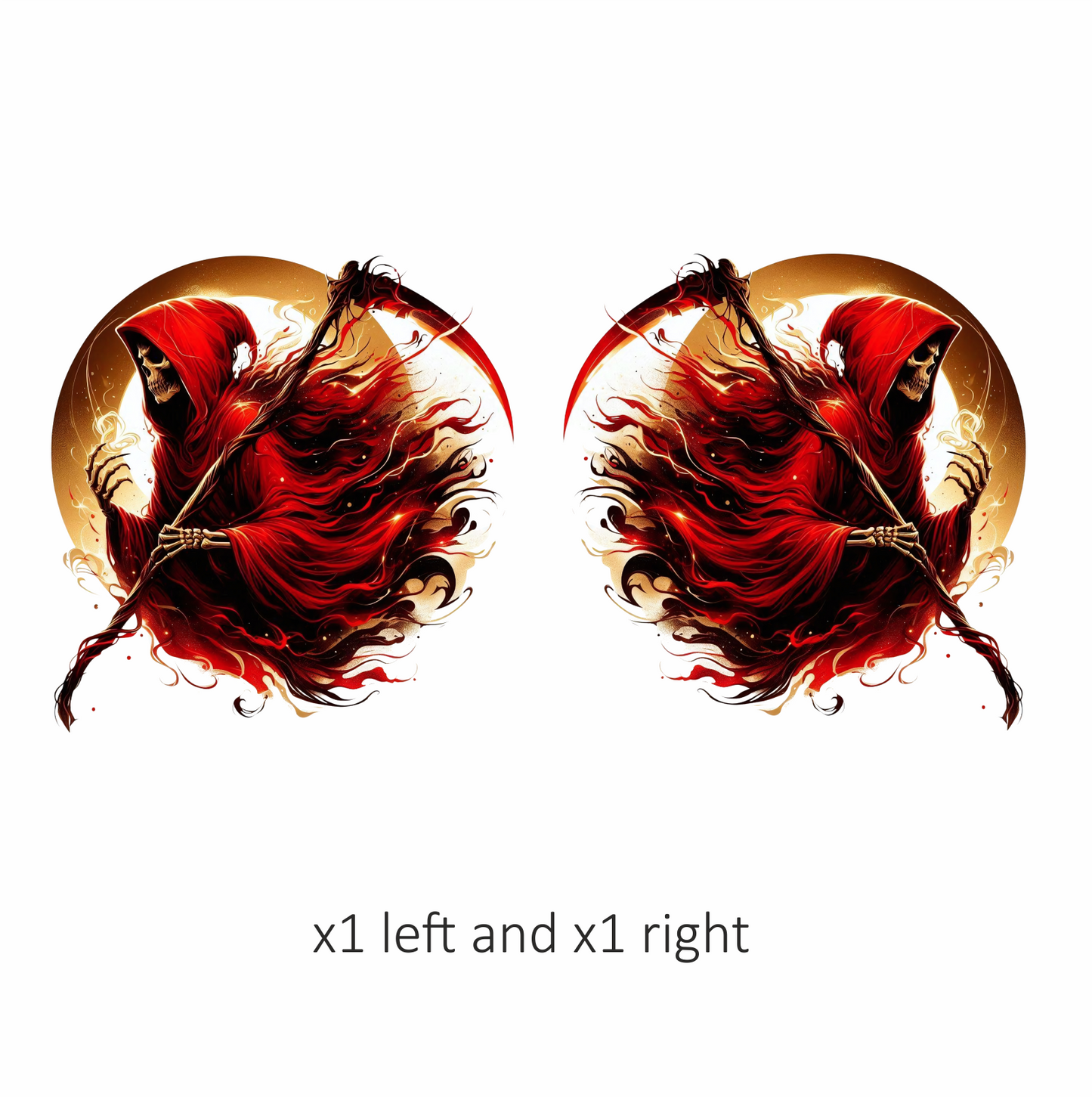 Red Grim Reaper Skull Fire Vinyl Sticker Decal