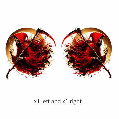 Red Grim Reaper Skull Fire Vinyl Sticker Decal