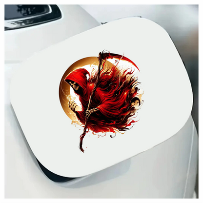 Red Grim Reaper Skull Fire Vinyl Sticker Decal