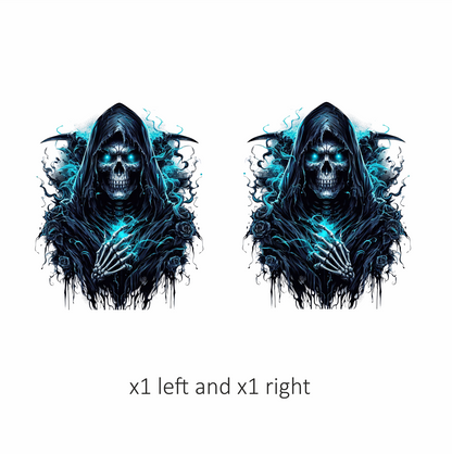 Skeleton Hood Roses Blue Vinyl Sticker Decal