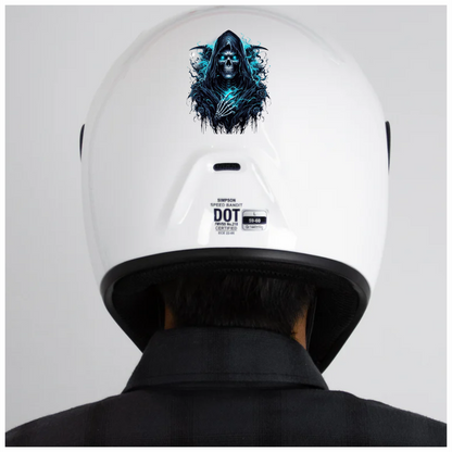 Skeleton Hood Roses Blue Vinyl Sticker Decal
