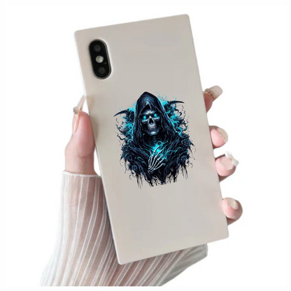Skeleton Hood Roses Blue Vinyl Sticker Decal