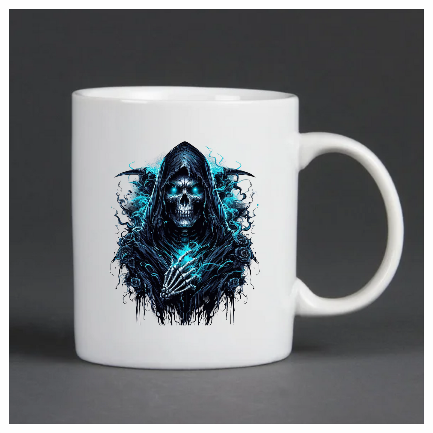 Skeleton Hood Roses Blue Vinyl Sticker Decal