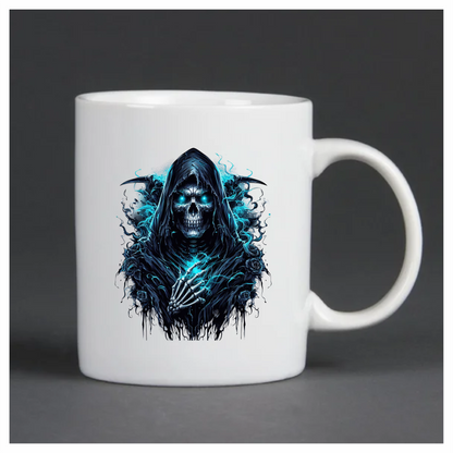 Skeleton Hood Roses Blue Vinyl Sticker Decal
