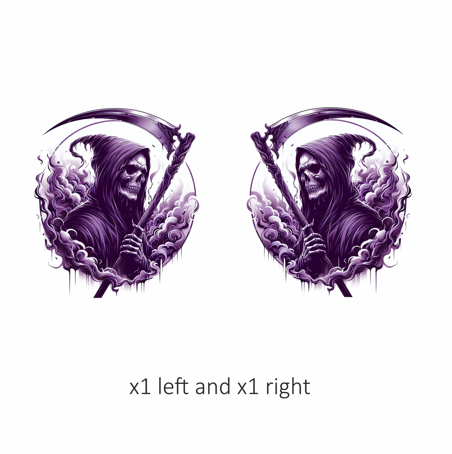 Grim Reaper Skull Purple Smoke Scythe Dark Vinyl Sticker Decal