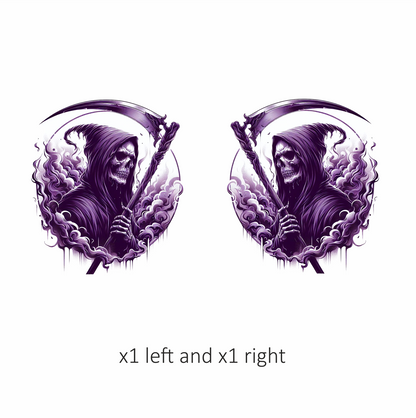 Grim Reaper Skull Purple Smoke Scythe Dark Vinyl Sticker Decal