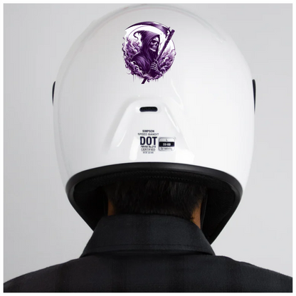 Grim Reaper Skull Purple Smoke Scythe Dark Vinyl Sticker Decal