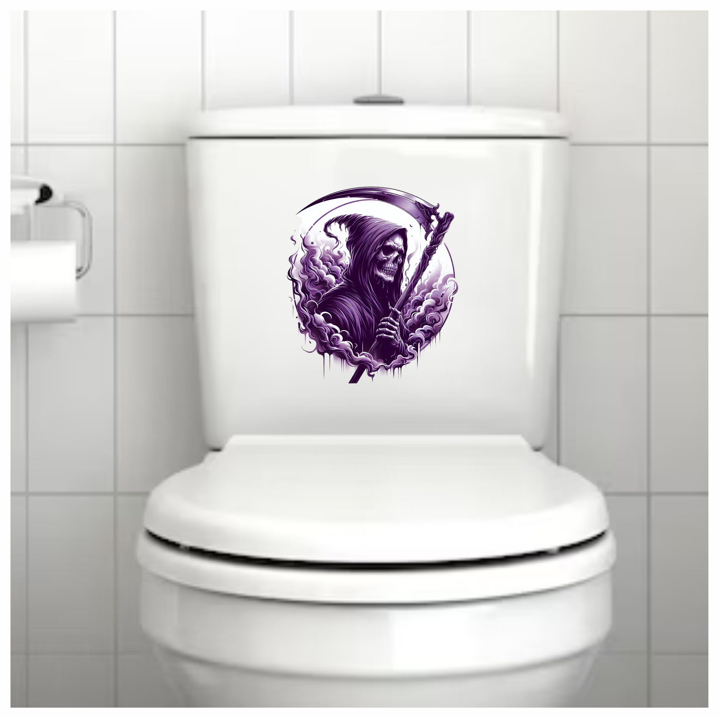 Grim Reaper Skull Purple Smoke Scythe Dark Vinyl Sticker Decal