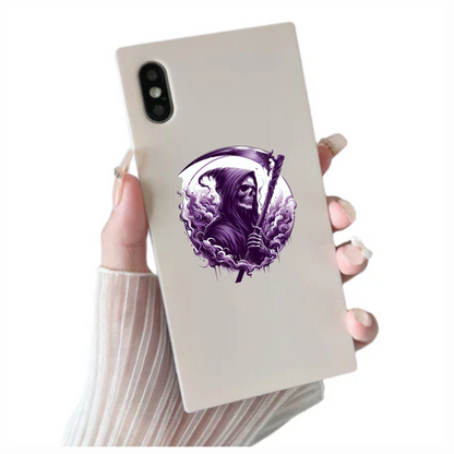 Grim Reaper Skull Purple Smoke Scythe Dark Vinyl Sticker Decal