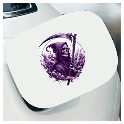 Grim Reaper Skull Purple Smoke Scythe Dark Vinyl Sticker Decal