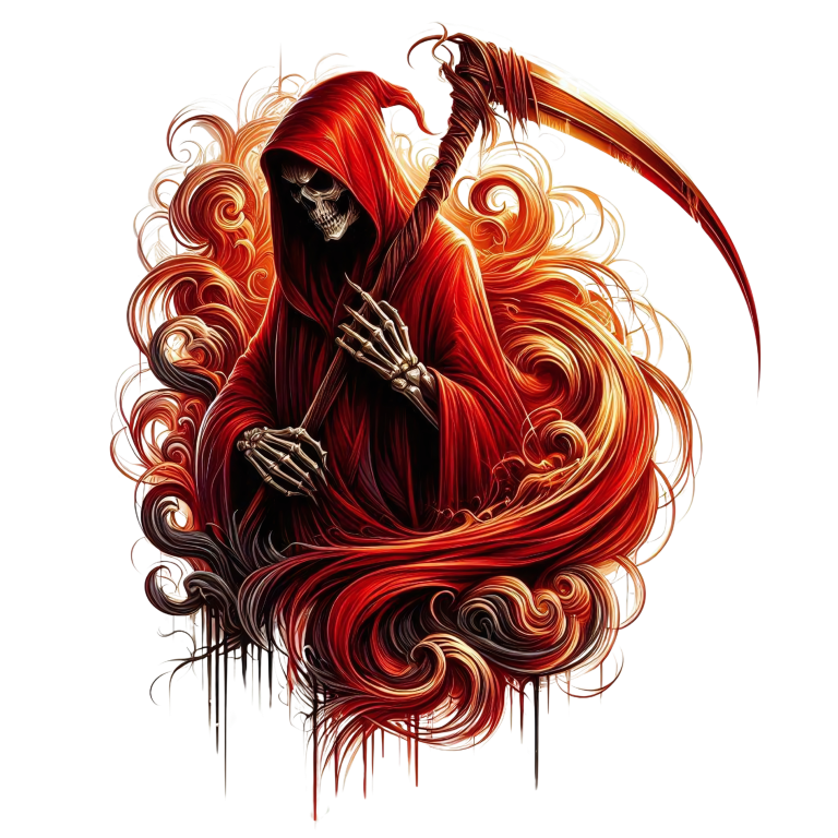Red Grim Reaper Skull Death Vinyl Sticker Decal