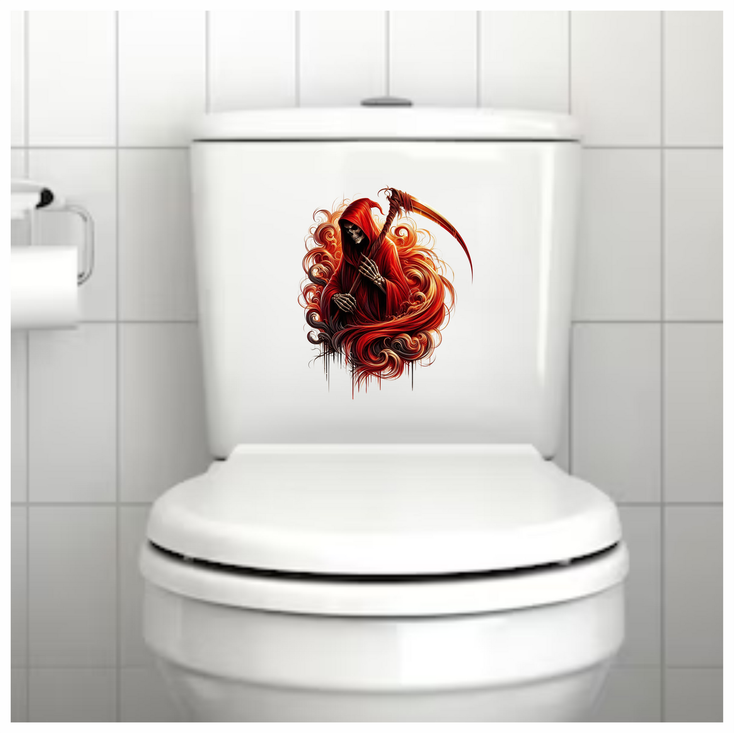 Red Grim Reaper Skull Death Vinyl Sticker Decal