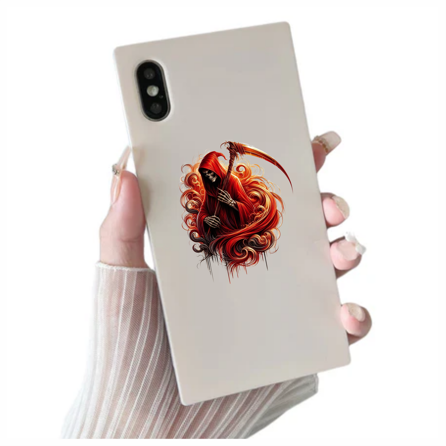 Red Grim Reaper Skull Death Vinyl Sticker Decal