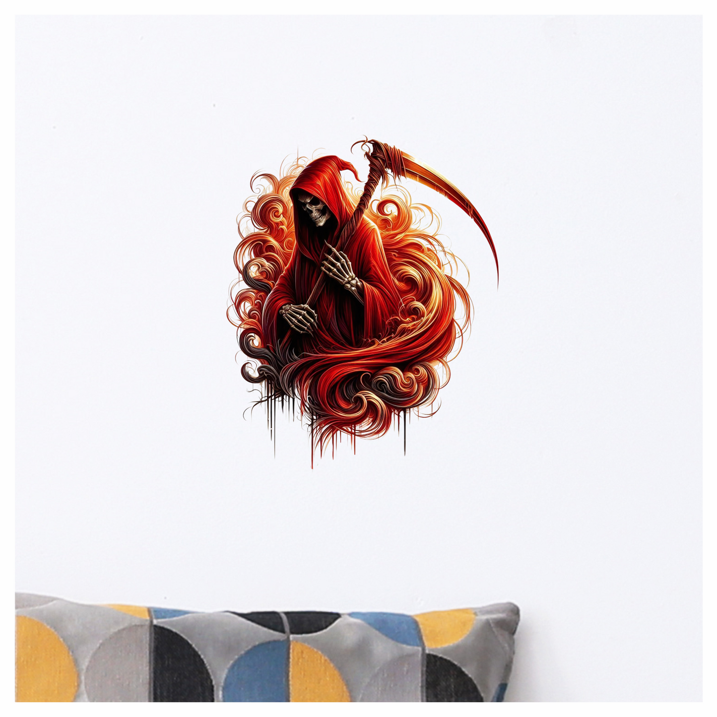 Red Grim Reaper Skull Death Vinyl Sticker Decal