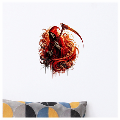 Red Grim Reaper Skull Death Vinyl Sticker Decal