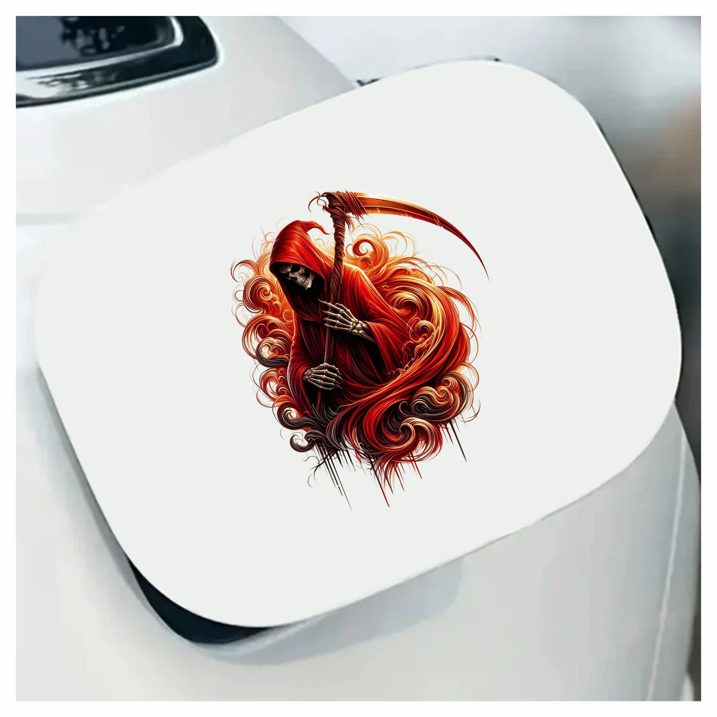 Red Grim Reaper Skull Death Vinyl Sticker Decal