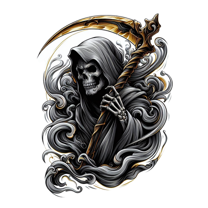 Skeleton Grim Reaper Scythe Black Clouds Vinyl Sticker Decal