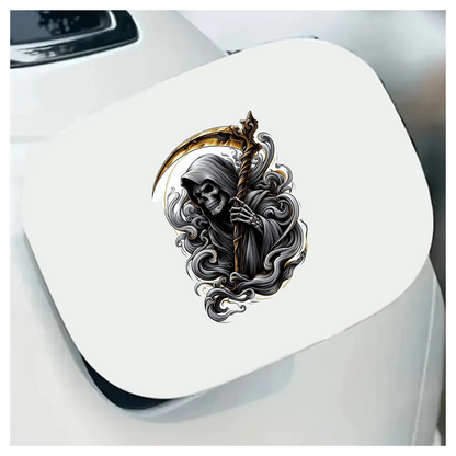 Skeleton Grim Reaper Scythe Black Clouds Vinyl Sticker Decal