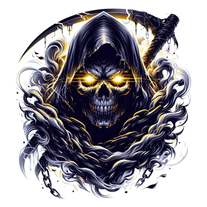 Skull Yellow Eyes Smoke Chains Dark Vinyl Sticker Decal