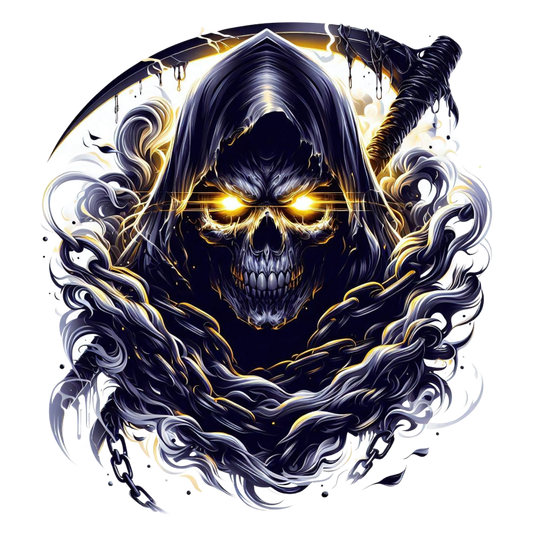 Skull Yellow Eyes Smoke Chains Dark Vinyl Sticker Decal