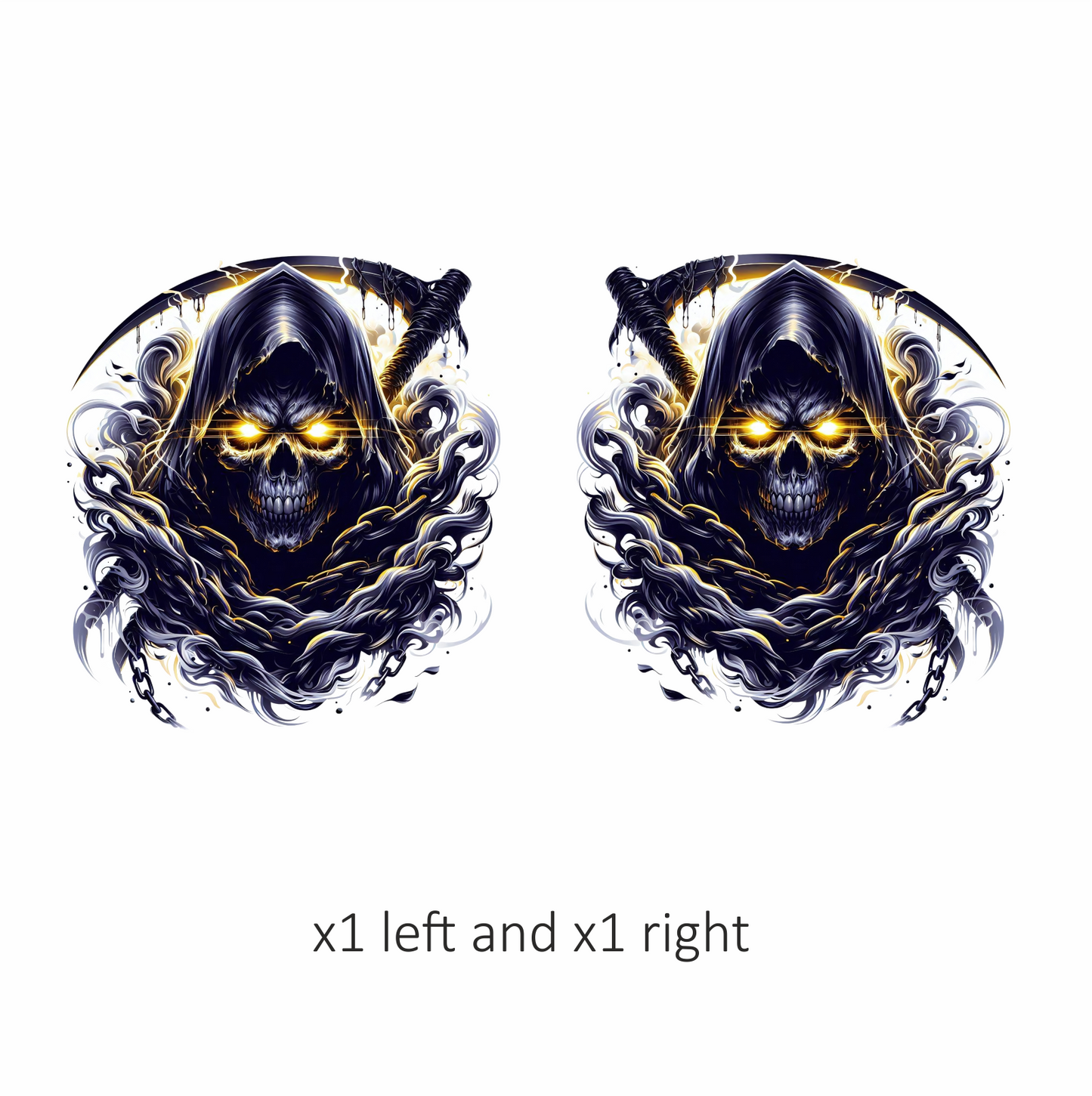 Skull Yellow Eyes Smoke Chains Dark Vinyl Sticker Decal