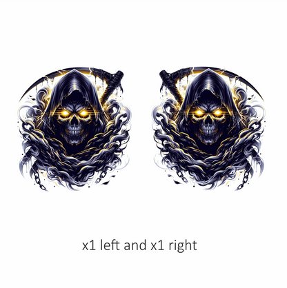Skull Yellow Eyes Smoke Chains Dark Vinyl Sticker Decal