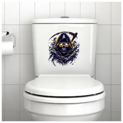 Skull Yellow Eyes Smoke Chains Dark Vinyl Sticker Decal
