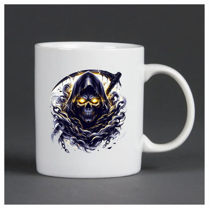 Skull Yellow Eyes Smoke Chains Dark Vinyl Sticker Decal