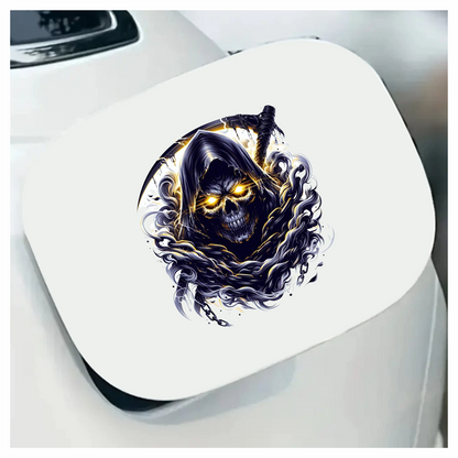 Skull Yellow Eyes Smoke Chains Dark Vinyl Sticker Decal
