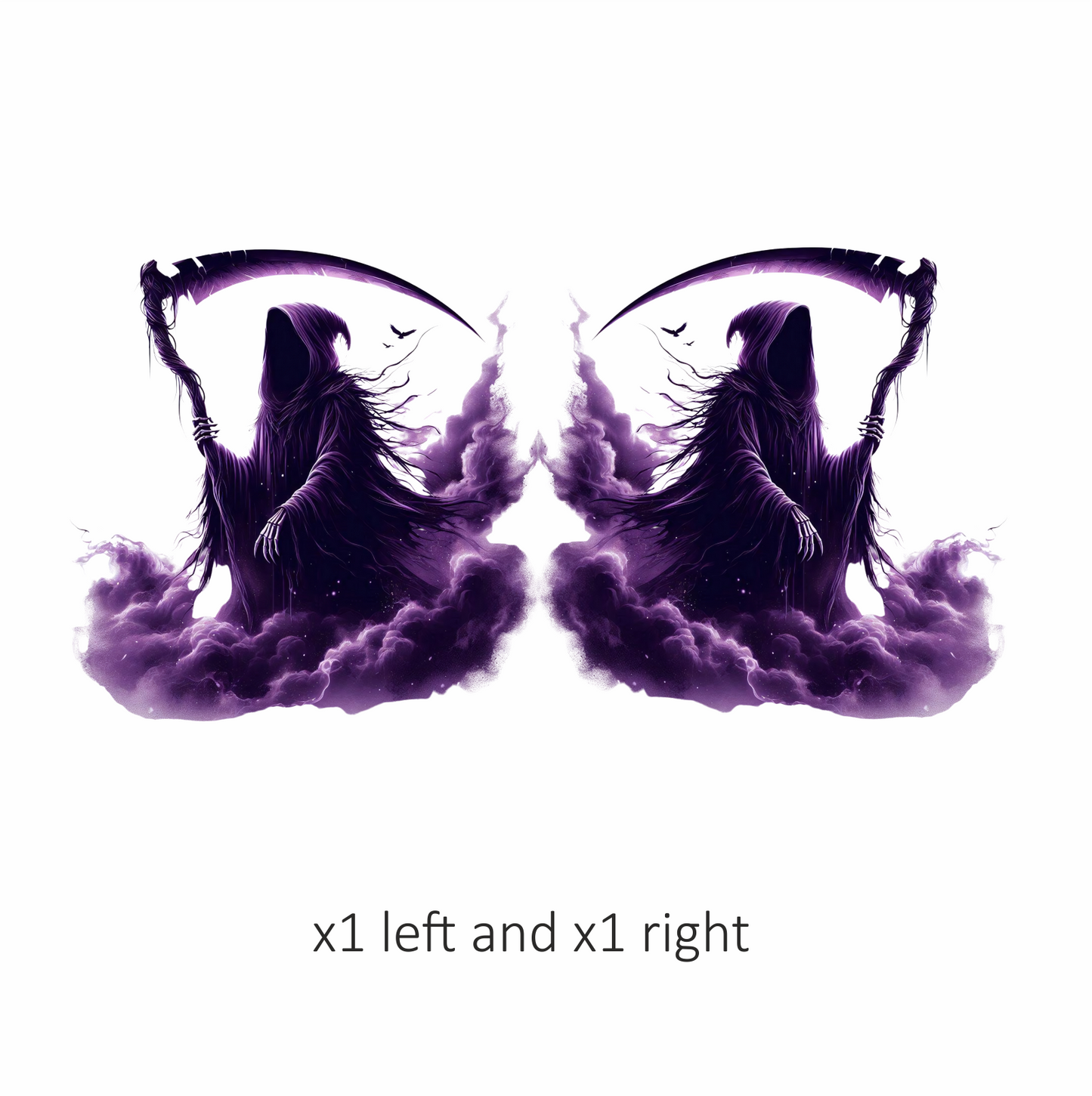 Grim Reaper Purple Clouds Skeleton Scythe Vinyl Sticker Decal