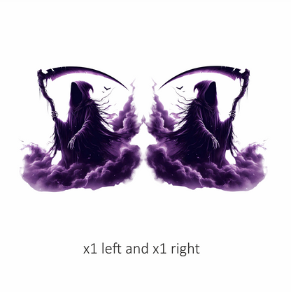 Grim Reaper Purple Clouds Skeleton Scythe Vinyl Sticker Decal