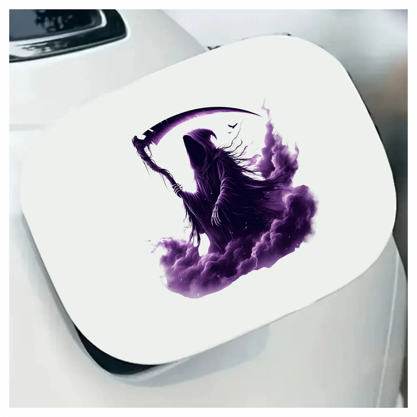 Grim Reaper Purple Clouds Skeleton Scythe Vinyl Sticker Decal