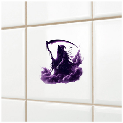 Grim Reaper Purple Clouds Skeleton Scythe Vinyl Sticker Decal