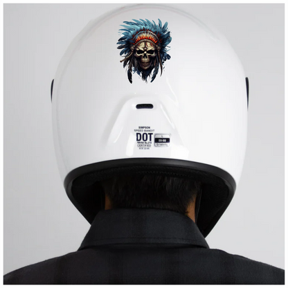Skull Red Feathers Blue Warrior Vinyl Sticker Decal