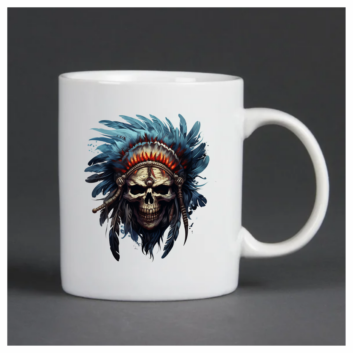 Skull Red Feathers Blue Warrior Vinyl Sticker Decal