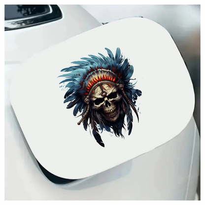 Skull Red Feathers Blue Warrior Vinyl Sticker Decal