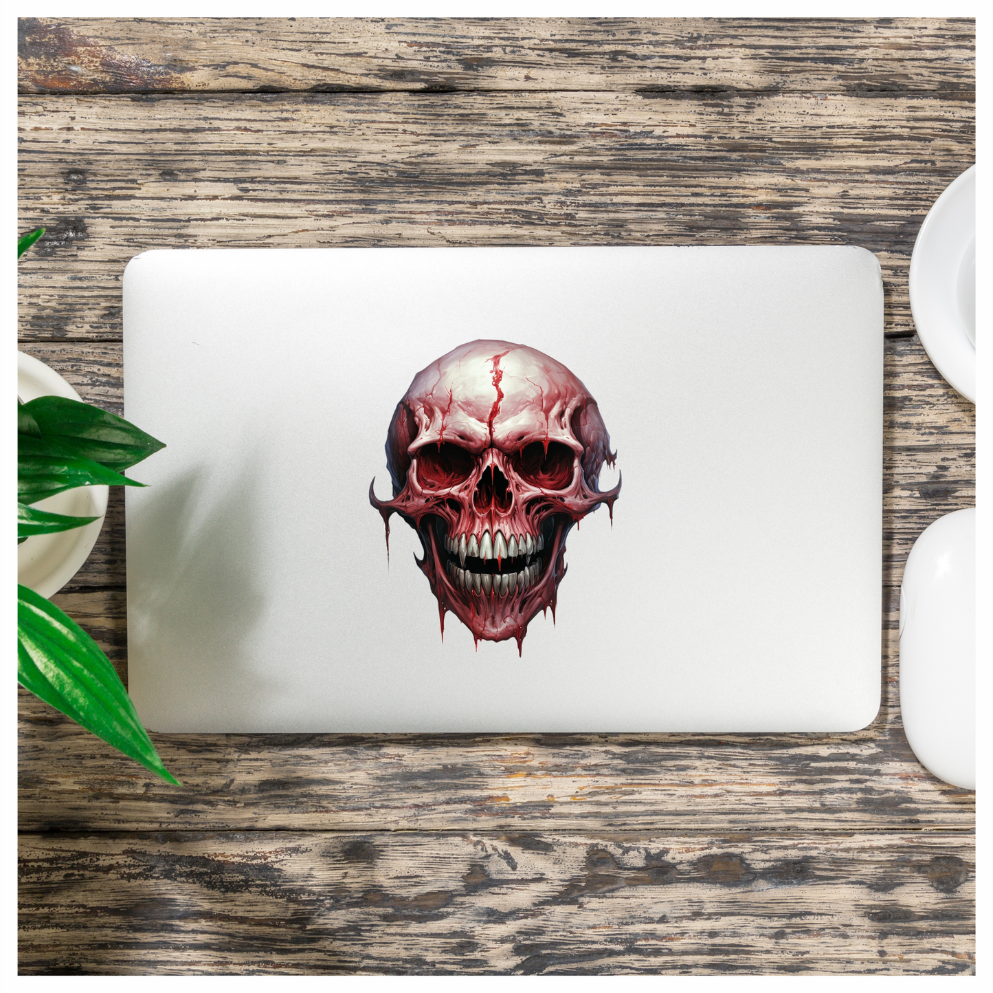 Red Skull Blood Teeth Grin Vinyl Sticker Decal