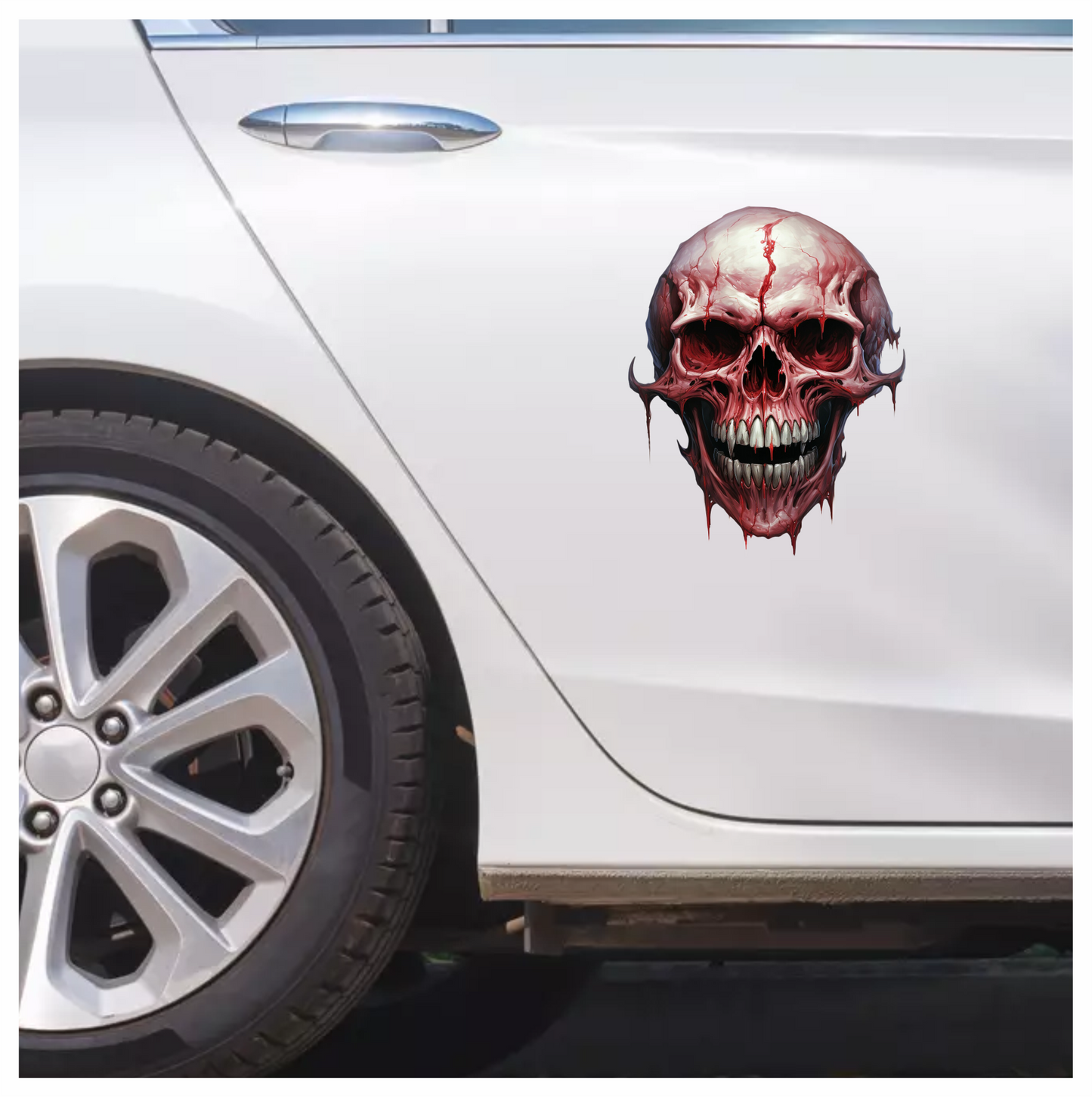 Red Skull Blood Teeth Grin Vinyl Sticker Decal