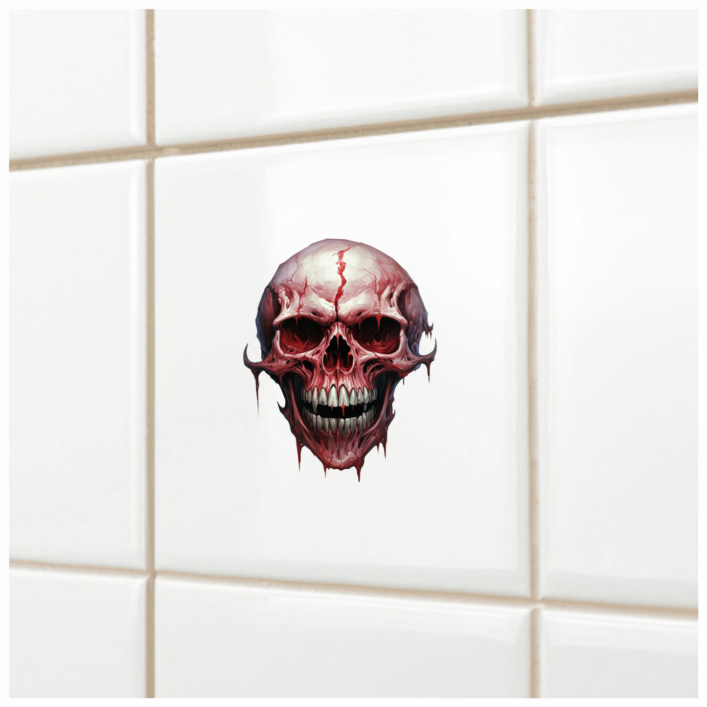 Red Skull Blood Teeth Grin Vinyl Sticker Decal