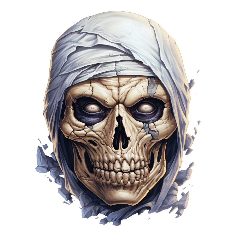 Skull White Eyes Cracked Creepy Mummy Vinyl Sticker Decal