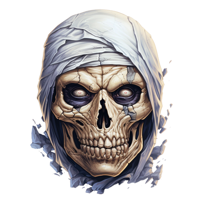 Skull White Eyes Cracked Creepy Mummy Vinyl Sticker Decal