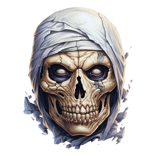 Skull White Eyes Cracked Creepy Mummy Vinyl Sticker Decal