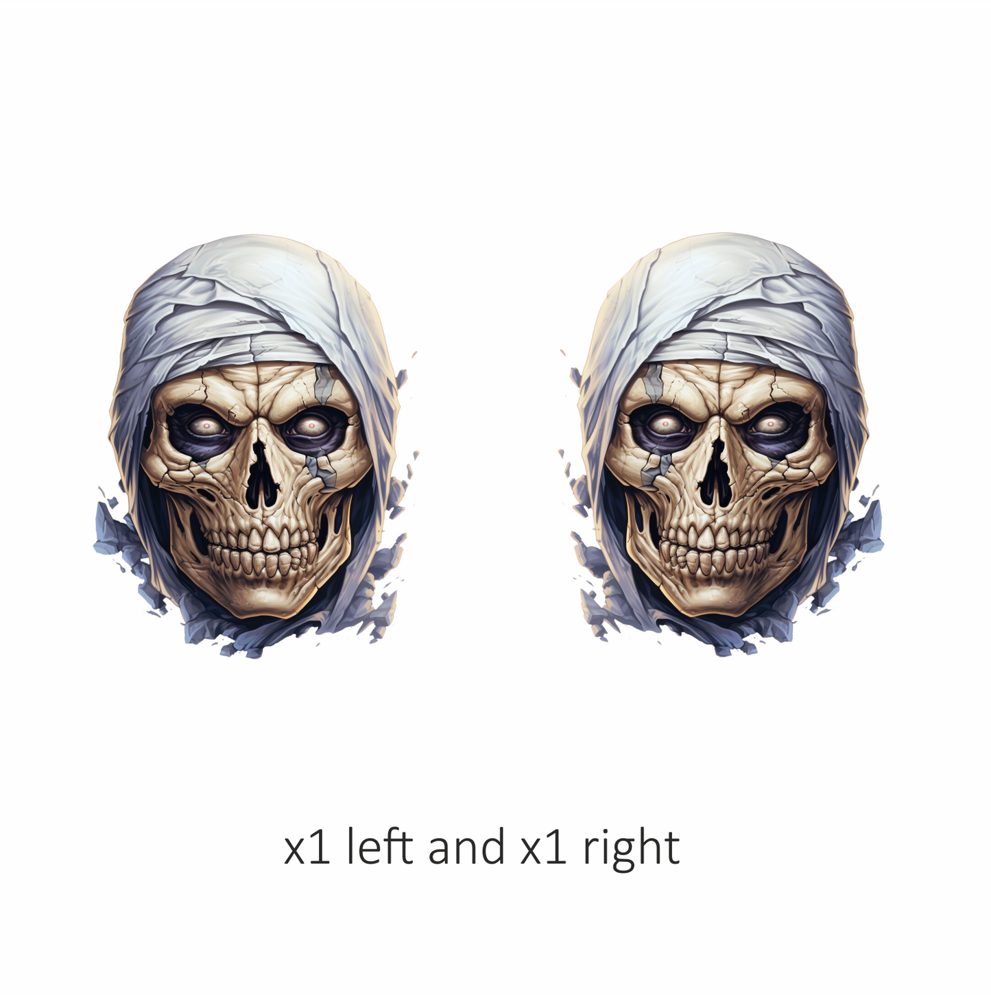 Skull White Eyes Cracked Creepy Mummy Vinyl Sticker Decal