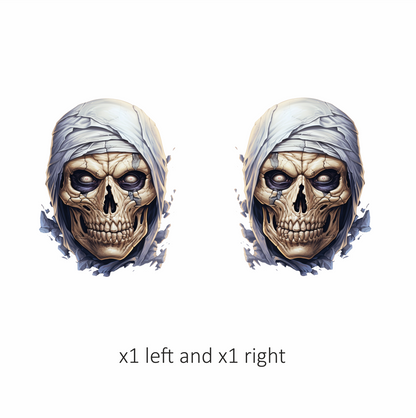 Skull White Eyes Cracked Creepy Mummy Vinyl Sticker Decal