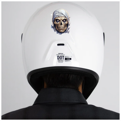 Skull White Eyes Cracked Creepy Mummy Vinyl Sticker Decal